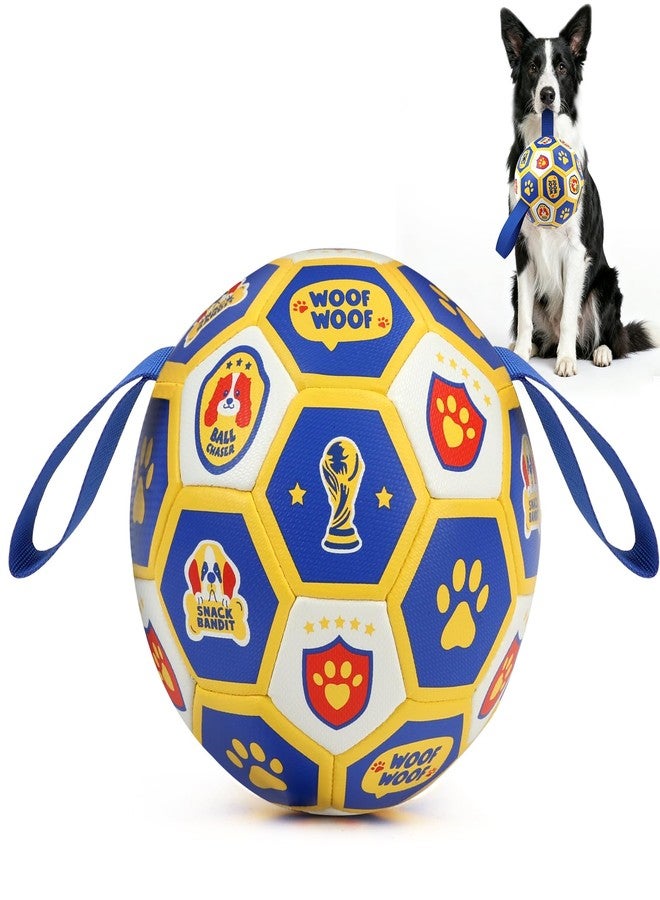 Vivifying Dog Toys Balls, Interactive World Cup Soccer Ball for Small Medium Dogs, Durable PU Enrichment Training Toy with Straps for Indoor and Outdoor Tug-of-War & Playing (6 Inches) - Image 1